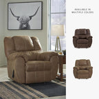 Signature Design by Ashley McGann Faux Leather Oversized Manual Rocker Recliner, Light Brown