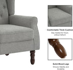 Accent Chair, Upholstered Armchair with Button Tufted High Back & Solid Wood Legs, Comfy Wingback Reading Single Sofa Chair for Small Spaces, Living Room, Bedroom (Grey, Set of 1)