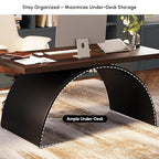 homary 63" Industrial Style Office Writing Desk, Walnut Desk Modern Computer Desk Home & Office Furniture Modern Computer Desk