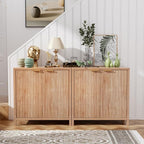Sideboard Buffet Cabinet Set of 2, 31" Storage Cabinet with 2 Doors and Adjustable Shelves, Sideboard Console for Dinning Room, Kitchen and Living Room - Oak