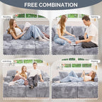 131'' U Shaped Sectional Couches with Chaise Lounge, No Assembly Required Deep Seat Modular Cloud Sofa for Living Room 1PCS, Bedroom(Light Gray)