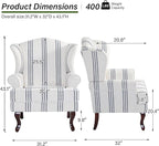 Accent Chair, High Back Upholstered Armchair with High Resilience Sponge & Wood Legs, Mid-Century Modern Comfy Single Sofa Reading Chairs for Living Room, Bedroom - Stripe Navy, Set of 1