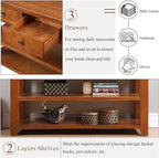 LKTART Solid Wood Console Table Entryway Table with Storage Drawers and Bottom Shelf Sofa Table for Entry Hallway Foyer Sofa Couch Table,Easy Assembly (48.8" Brown)