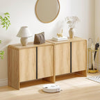 BERRYMERRY 2 Door Fluted Sideboard Buffet Cabinet with Storage, Modern Wood Cabinet with Adjustable Shelves for Living Room, Dining Room (Light Wood 2 Doors)