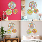 RITUALISTIC Madhubani Decorative Wall Sculpture for Home Decoration | Art Décor for Living Room | Metal Artwork | Unisex Gift Collection & Christmas gifts | Wall Plate Set of 3 Plates
