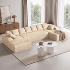 131'' U Shaped Sectional Couches with Chaise Lounge, No Assembly Required Deep Seat Modular Cloud Sofa for Living Room 1PCS, Bedroom(Khaki)