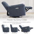 CHITA Power Recliner Chair Swivel Glider, FSC Certified Upholstered Fabric Living Room Nursery Reclining Sofa Chair with Lumbar Support, Ink Blue