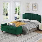 King Size Headboard Only, Velvet Upholstered Headboard King/California King Size Wall Mount and Bed Frame Mount, Featuring High-Density Sponge Padding Easy Assembly Comfort Style-Jade Green