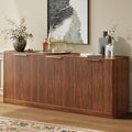 Evermagin 67" Fluted Walnut Buffet Cabinet Sideboard with Storage, Large Credenza with 6 Doors, Wood Mid Century Modern Sideboard for Kitchen and Living Room (67" W*31.5" H*15.7" D)