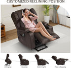URRED Power Lift Recliner Chair for Elderly, Electric Massage Recliner with Heat, Infinite Position Adjustment, Faux Leather Lift Chair with Cup Holders, Side Pockets & USB Port – Brown