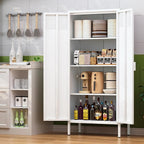 61 Inches Metal Storage Cabinet with Doors and Shelves, 4 Tier Kitchen Pantry Cabinet, Multi-Purpose Metal Cabinet for Home, Dining, Laundry, Living, Bathroom and Utility Rooms (White)