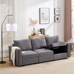 90 inch Cloud Modular Sectional Sofa, 3 Seater Linen Fabric Couch, Modern Convertible Comfortable Sofa Couch for Living Room/Apartment, Grey