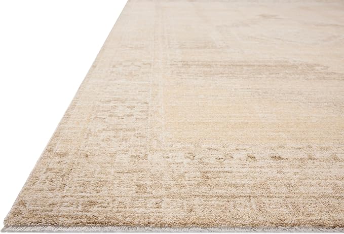 Loloi Chris Loves Julia Palma Collection PLM-07 Wheat/Taupe 2'-7" x 12'-0" Fringe Runner Rug Vintage Style Boho Living Room Bedroom Carpet