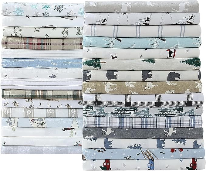 Eddie Bauer - King Sheets, Cotton Flannel Bedding Set, Brushed For Extra Softness, Cozy Home Decor (Woodland Friends, King)