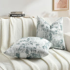 FUTEI Teal White Decorative Throw Pillow Covers 26x26 Inch Set of 2,Soft Faux Cashmere Jacquard - Textured & Cozy Euro Pillow Shams,Modern Home Decor for Couch Bed Living Room