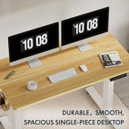 FLEXISPOT EN1 Whole-Piece Standing Desk 40 x 24 Inches Electric Height Adjustable Desk for Home Office (White Frame + Maple Top)