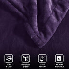 Beautyrest Heated Electric Blanket for Cold Weather, Fast Heating Heated Blanket, Auto Shut Off, Virtually Zero EMF, Multi Heat Setting, UL Certified, Purple King (90 inx100 in)