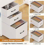 SEDETA L Shaped Computer Desk, 58'' Office Desk with 3 Drawers and Bookshelf, L Shaped Corner Desk with Storage Shelves and LED Light for Home Office, Gaming Desk, L Desk, White