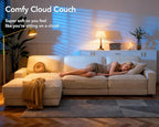 Sunny Heart 120" L-Shaped Modular Sectional Sofa, Oversized Cloud Couch with Movable Ottoman, 4-Seat Chenille Deep Seat Sofa with Pillow, Sectional Couches for Living Room, Apartment, Beige