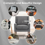 COLAMY Modern Wingback Living Room Chair Set of 2, Upholstered Fabric Accent Armchair, Single Sofa Chair with Lounge Seat and Wood Legs for Bedroom/Office/Reading Spaces, Gery
