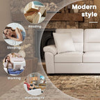 Morden Fort Faux Leather Chairs Set of 2, Modern Luxury Leather Sofa Chair Easy Clean Skin-Friendly Leather Accent Arm Chairs for Living Room Apartment Office Lounge Comfy Reading, White