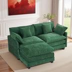77" L Shaped Cloud Loveseat Sofa with Ottoman｜3-Seat Chenille Sectional Couch with 29.1" Deep Seat｜FSC Certified Solid Wood & Metal Frame｜Easy Assembly & 1YR Guarantee ｜for Living Room Apartment