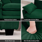 mikibama Luxury 2 Piece Sofa Set, 3-Seater & Loveseat Couch Set, Modern Corduroy Comfy Cloud Couches Set for Living Room Office with 4 Armrest Pillows and 5 Toss Pillows, Green