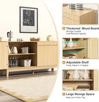 Scurrty Modern Buffet Cabinet with Storage,Wood Color Buffet with Adjustable Shelf and 4 Doors, Natural Wood Grain Accent Cabinet for Living Room & Kitchen
