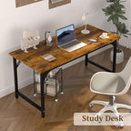 AZN Computer Desk, 47in Computer Desk, Office Desk w/Metal Frame, Office Desk w/Water-Resistant, Scratchproof Surface, Home Office Desks w/Large Legroom for Work Study Writing Gaming, Rustic Brown