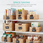 Best Choice Products Set of 4 16x12in Large Water Hyacinth Pantry Baskets, Woven Organizers w/Chalkboard Label, Chalk Marker - Chestnut