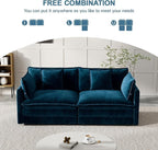 Modular Sectional Sofa, 76.7 Inch I-Shaped Cloud Sofa with Deep Seat Comfortable Chenille Sofa with Cushion Double Sectional Sofa for Living Room Apartment,Blue