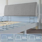 Upholstered Modern Headboard for Full Size Bed, Height Adjustable and Ergonomic Headboard, Easy Assemble, Sturdy and Durable, Linen Finish, Grey