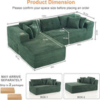 Modular Sectional Sofa, L Shaped Comfy Cloud Couch with Deep Seat, Boneless Couch for Living Room, Modern Sectional Sleeper with Chaise, No Assembly Required, Sofa in A Box, Green Corduroy