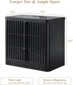 23.6" Nightstand Set of 2 with Charging Station, Side Table with 3 Storage Drawers, Mid Century Modern Night Stand with Solid Wood Handle, Bedside End Table for Bedroom, Living Room, Black
