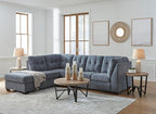 Signature Design by Ashley Marleton Contemporary Left-Arm Facing Tufted 2-Piece Sectional with Chaise and Loose Seat Cushions, Blue