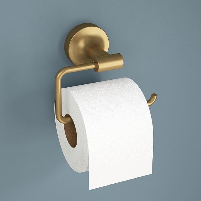 Franklin Brass Voisin (1-Pack) Toilet Paper Holder, Euro Single Post Tissue Roll Wall Mount TP Storage, Satin Gold Bathroom Decor, Accessories VOI50-BB
