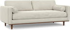 SIMPLIHOME Morrison 89-inch Wide Sofa in Cream White Woven-Blend Fabric, Handcrafted Mid-Century Modern Couch for Living Room or Family Room, Single Bench Cushion, Bolster Pillows