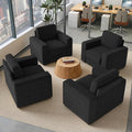 Swivel Accent Sofa Chair Set of 4, Modern Comfy Oversized Upholstered Cushion Back Armchair in Linen 1pcs for Living Room, Bedroom, Reading Room(Black)