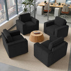 Swivel Accent Sofa Chair Set of 4, Modern Comfy Oversized Upholstered Cushion Back Armchair in Linen 1pcs for Living Room, Bedroom, Reading Room(Black)
