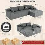 LEVELEVE 107" Cloud Sectional Couch with Deep Seat，Modern Modular Sofa with L-Shape Chaise，No Assembly Required, Upholstered Couches for Living Room Bedroom(Light Gery,Right Facing Chaise)