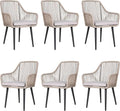 JOIVI Outdoor Dining Chairs Set of 6, 6 Pieces Woven Rope Patio Chairs with Armrest and Seat Cushions for Outside Porch, Balcony or Indoor Dining Kitchen, Restaurant, Tan