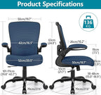 FelixKing Office Chair, Ergonomic Desk Chair Breathable Mesh Chairs Adjustable High Back Lumbar Support Flip-up Armrests, Executive Rolling Swivel Comfy Computer Chairs Home Office Navy