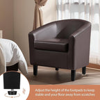 Yaheetech Leather Club Chair, Faux Leather Accent Chair, Modern Living Room Armchair with Wood Legs and Padded Seat for Bedroom Reception Room, Espresso