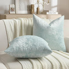 FUTEI Light Blue Flannel Throw Pillow Covers 12x20 Inch Set of 2,Soft Dimensional Textured Lumbar Pillow Cases,Modern Home Decor for Couch Living Room