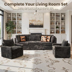 Swivel Accent Chair Set of 2, Modern Sofa Chairs for Living Room, Plush Upholstered Cloud Chair with Double Layer Thick Cushions, Bedroom Reading Nook Armchair, Gray