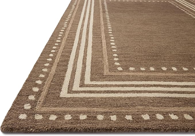 Loloi Chris Loves Julia Alfie Collection ALF-02 Bark/Natural 2'-6" x 7'-6" Runner Rug Wool Neutral Living Bedroom Dining Carpet
