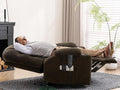 ABCASA Oversized Dual Motor Lay Flat Power Lift Recliner Chair with Massage, Heating, Lumbar Pillow, USB & Type-C Ports, Textile Lift Chairs Recliners, Large Recliner for Big & Elderly People - Brown