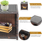 COSTWAY 3 Pieces Patio Furniture Sets, Outdoor Rattan Conversation Set with Tempered Glass Tabletop and Soft Cushion, Wicker Cushioned Chair Sofa for Backyard, Porch, Poolside, Lawn, White