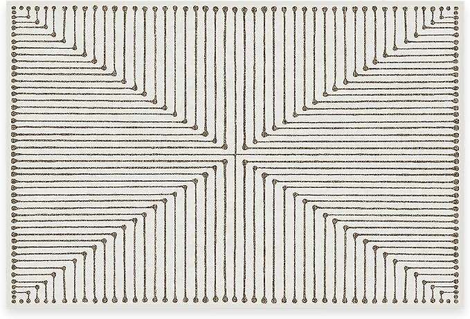 RUGGABLE x Jonathan Adler Machine Washable Modern Area Rug – Inkdrop Camel & Ivory 2x3, Stain-Resistant, Non-Slip – Small Rugs for Living Room, Bedroom, Hallway, Entryway & Bathroom–with Standard Pad