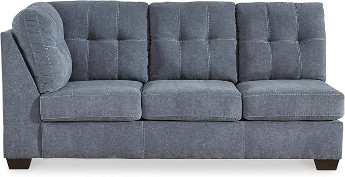 Signature Design by Ashley Marleton Contemporary Right-Arm Facing Tufted 2-Piece Sectional with Chaise and Loose Seat Cushions, Blue